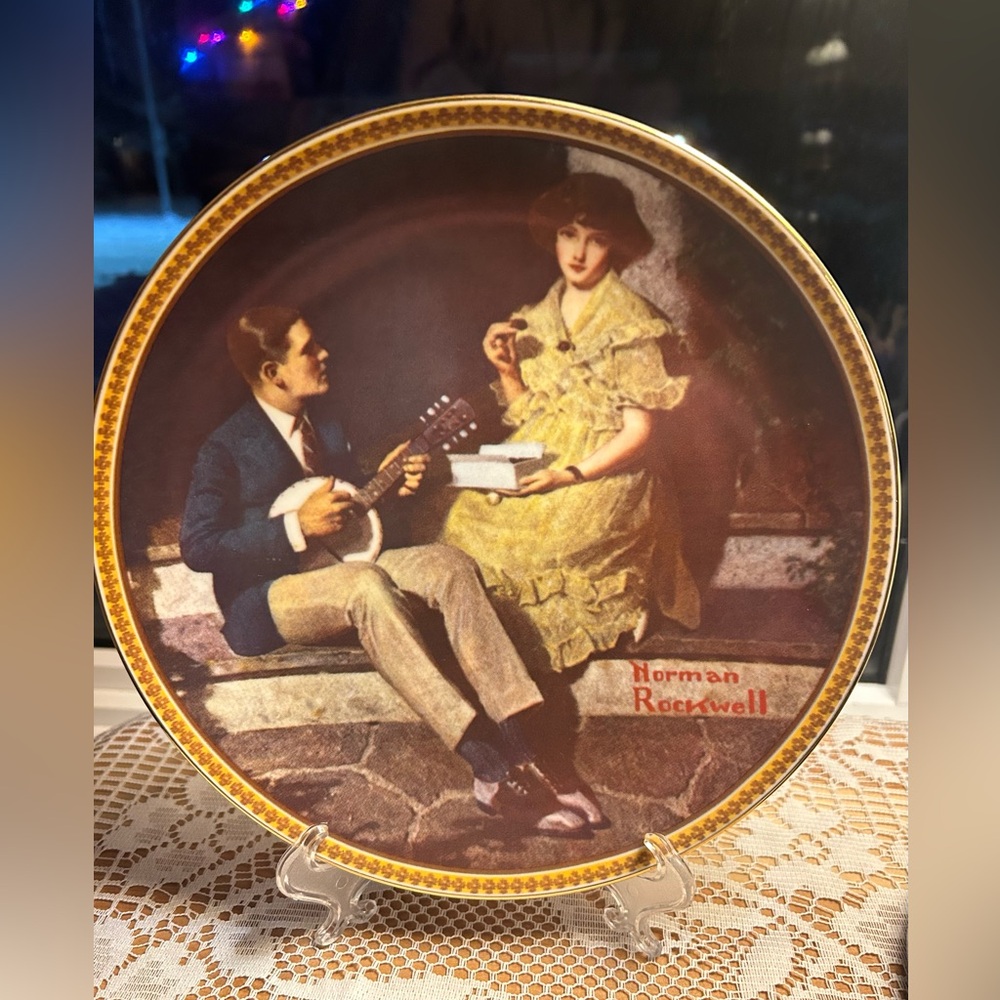 💖 Vintage early 1980s Norman Rockwell Collector Plate “Pondering on the Porch"